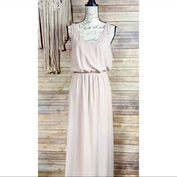 Show Me Your Mumu | ‘Kendall’ Dusty Blush Chiffon Sheer Drapey Formal Maxi Dress - Picture 2 of 8